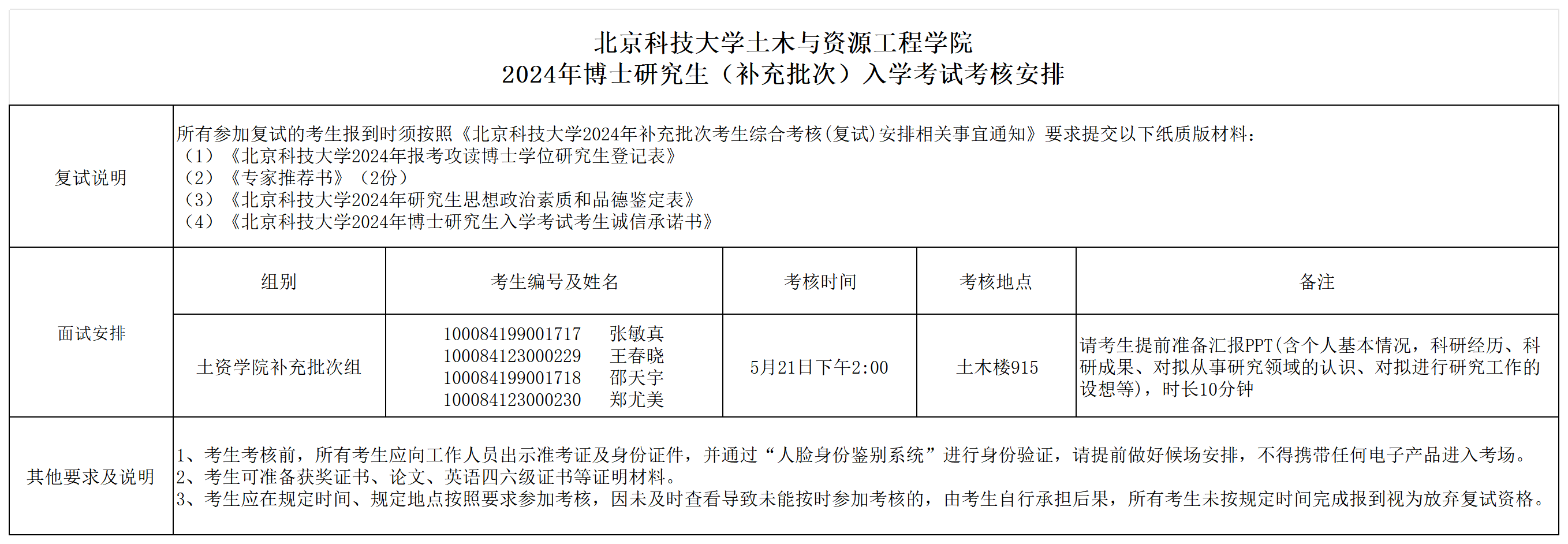 2024年申请考核博士研究生考试考核安排表（土资补充批次）_Sheet1.png